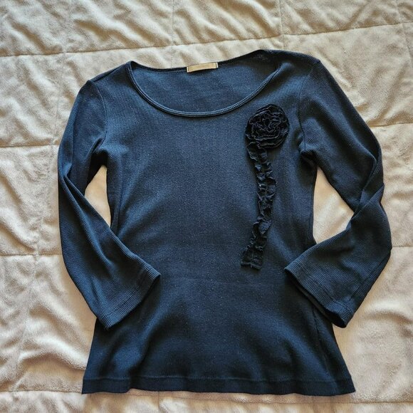 Vintage F21 Black Ruffle Lace Top Women Sz S/M Y2k whimsigoth grunge 100% cotton - Picture 1 of 8
